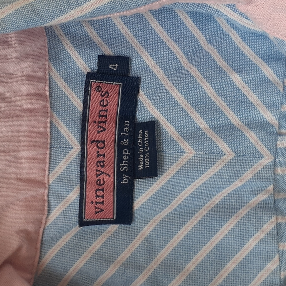 Vineyard Vines Blue Stripe Button Front Shirt Long Sleeve SIZE 4 - Picture 3 of 4